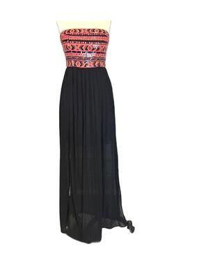 knee length dresses for ladies Strapless Long Metallic A-Line Prom Dress with Pleats Gold / 2 main image 1